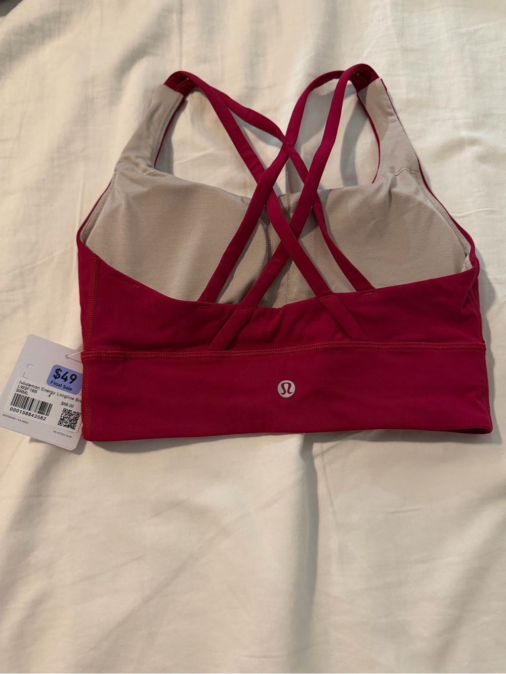 Lululemon Energy Longline Sports Bra - Berry Rumble size 4 - Picture 2 of 2